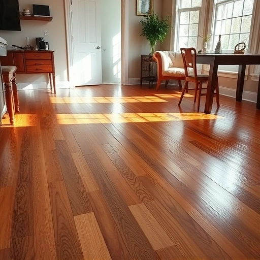 Hardwood floor repair in Oklahoma City showcases seamless new flooring with warm tones and inviting ambiance.