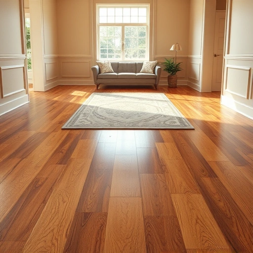 Hardwood floor installation in Oklahoma City showcasing polished wood grain, warm walls, and elegant baseboards in natural light.
