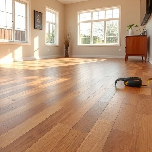 Completed hardwood subfloor leveling in Oklahoma City showcasing smooth transitions and warm wood tones in a bright room.