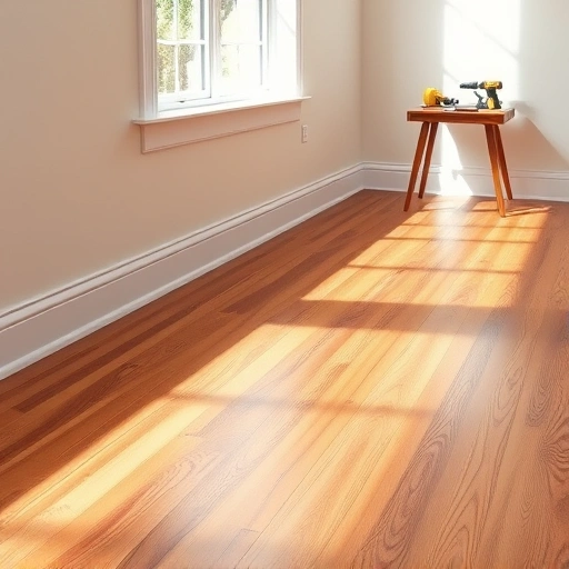 Completed baseboard installation alongside polished hardwood floors in a bright, organized Oklahoma City workspace.