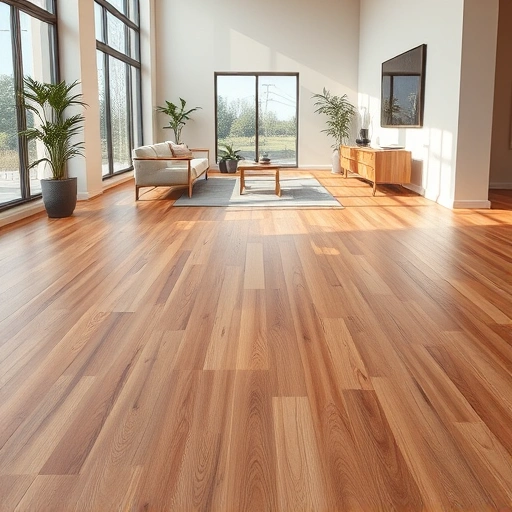 Engineered hardwood floor installation in Oklahoma City with polished natural wood tones and elegant decor accents.