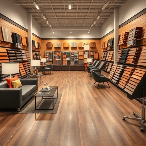 Modern flooring showroom in Washington OK showcasing hardwood, laminate, tile, and carpet with professional ambiance.