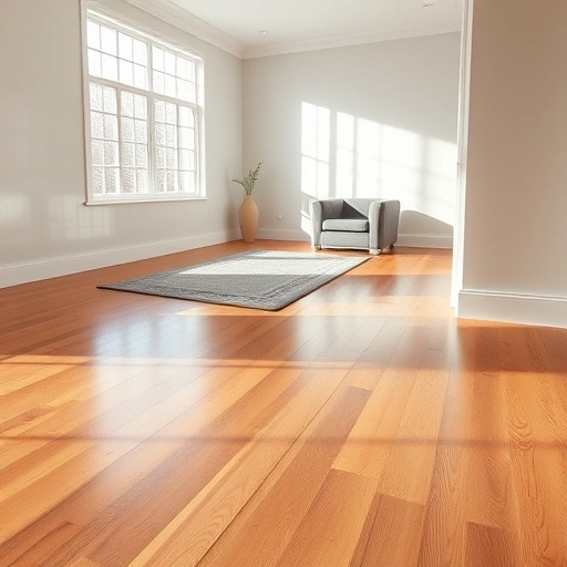 Spacious room with polished hardwood floors, warm tones, white baseboards, and natural light from large windows.