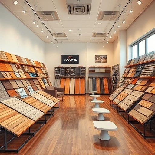 Flooring showroom featuring diverse samples of hardwood, laminate, tile, and carpet in a polished, inviting space.