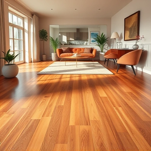 Luxurious hardwood flooring installation in Noble, OK, showcasing warm wood tones and elegant interior decor.