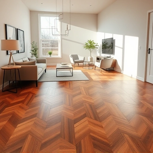 Completed flooring installation in Tuttle OK featuring polished hardwood and tile patterns in a stylish room.
