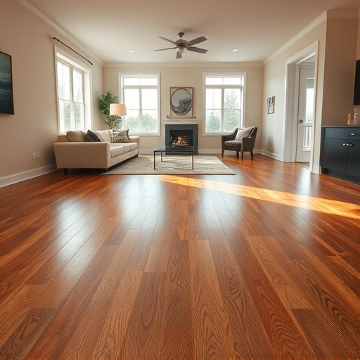 Spacious living room in Bethany OK with elegant hardwood floors, minimalist decor, and natural light enhancing the space.