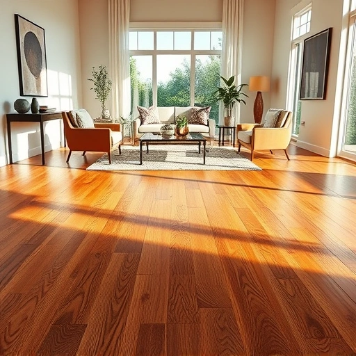 Beautifully polished hardwood floor in The Village OK with modern furnishings and natural light highlighting its elegance.