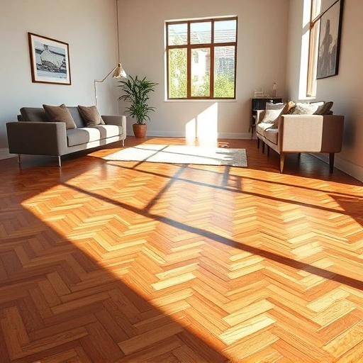Beautifully polished herringbone hardwood floor in a modern Guthrie OK interior with elegant decor and natural light.