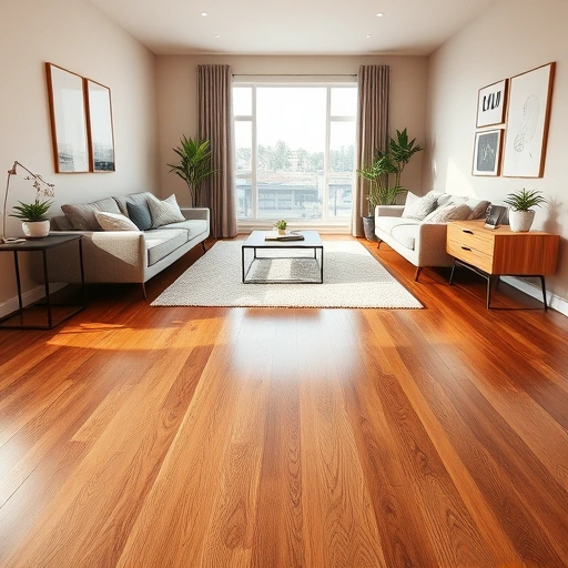 Hardwood floor replacement in a modern Oklahoma City living room with polished oak and stylish decor accents.