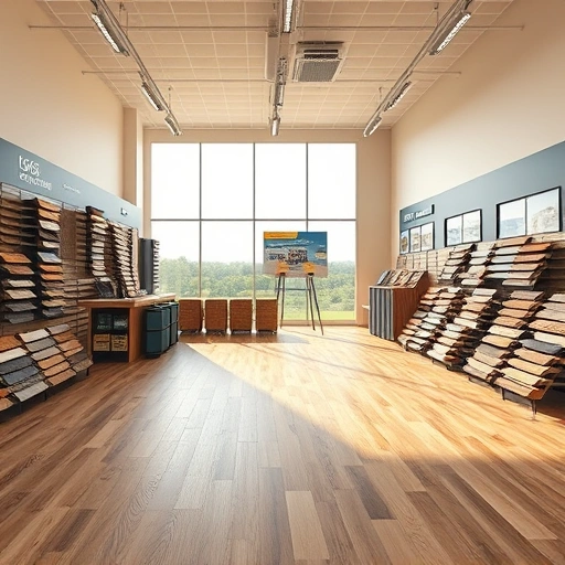 Showroom in Moore OK featuring a variety of hardwood, laminate, tile, and carpet flooring options in a modern design.
