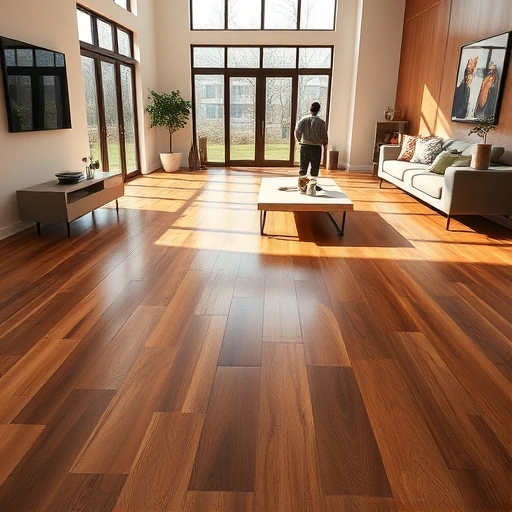 Flooring installation in Washington OK with rich hardwood and polished ceramic tiles in a modern, well-lit room.