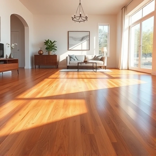 Pristine hardwood floor repair in a modern Oklahoma City interior with rich tones and polished surface.
