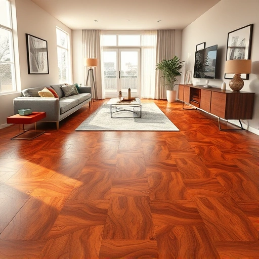Polished hardwood flooring in a spacious El Reno room, showcasing elegant design and inviting ambiance.