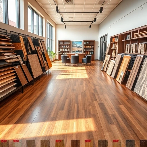 Elegant flooring showroom in Warr Acres OK showcasing hardwood, laminate, and tile options in a professional setting.