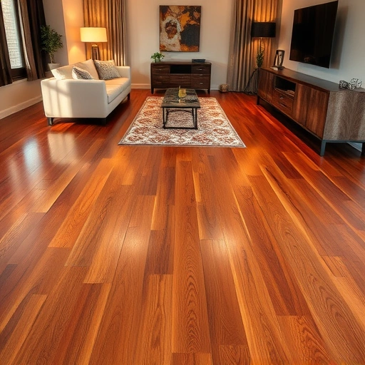 Hardwood floor repair in a modern living room with polished wood planks and elegant decor in Oklahoma City.