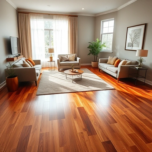 Spacious living room in Arcadia, OK featuring rich hardwood flooring, elegant windows, and stylish decor.