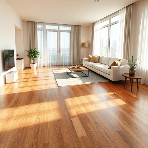 Spacious modern living room in Washington OK with elegant hardwood flooring, natural light, and minimalistic decor.