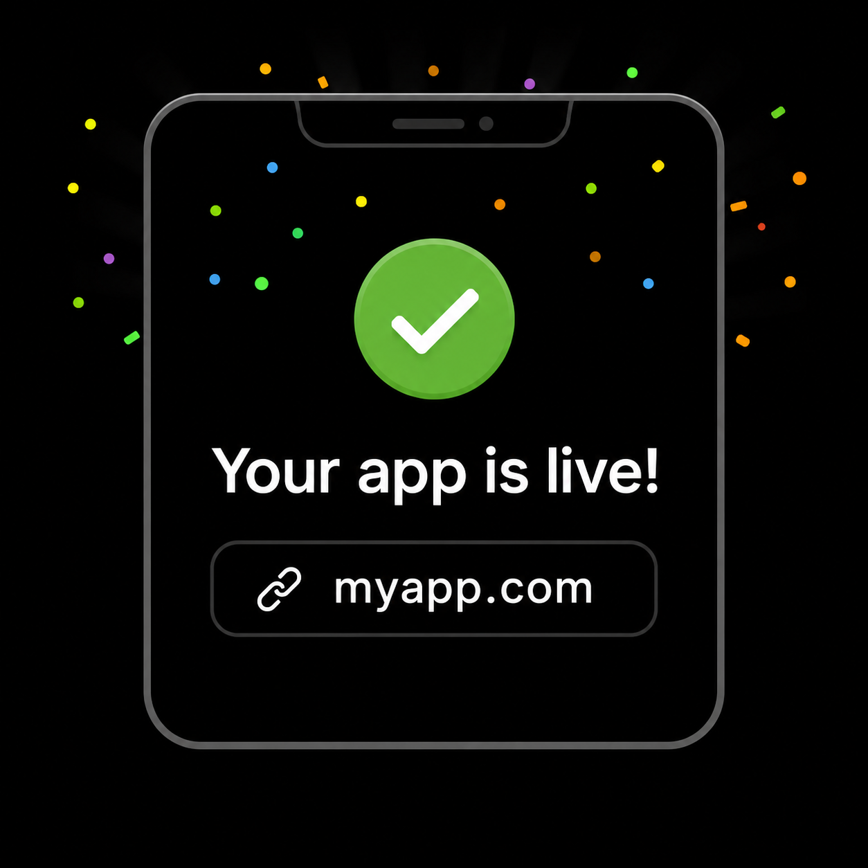 A live app link confirmation