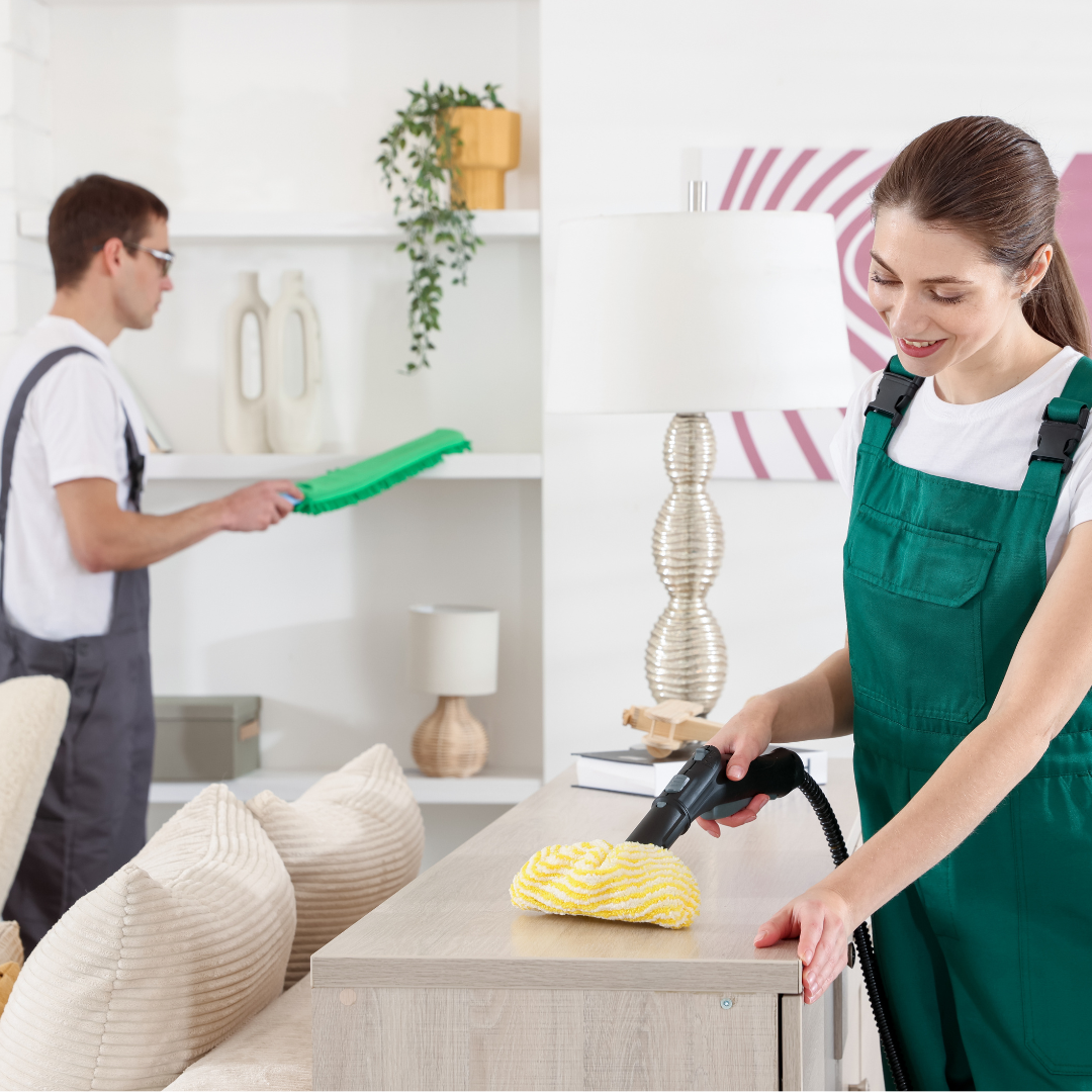 Professional cleaning team preparing a Florida Airbnb for fast turnovers during a highs-demand event week.