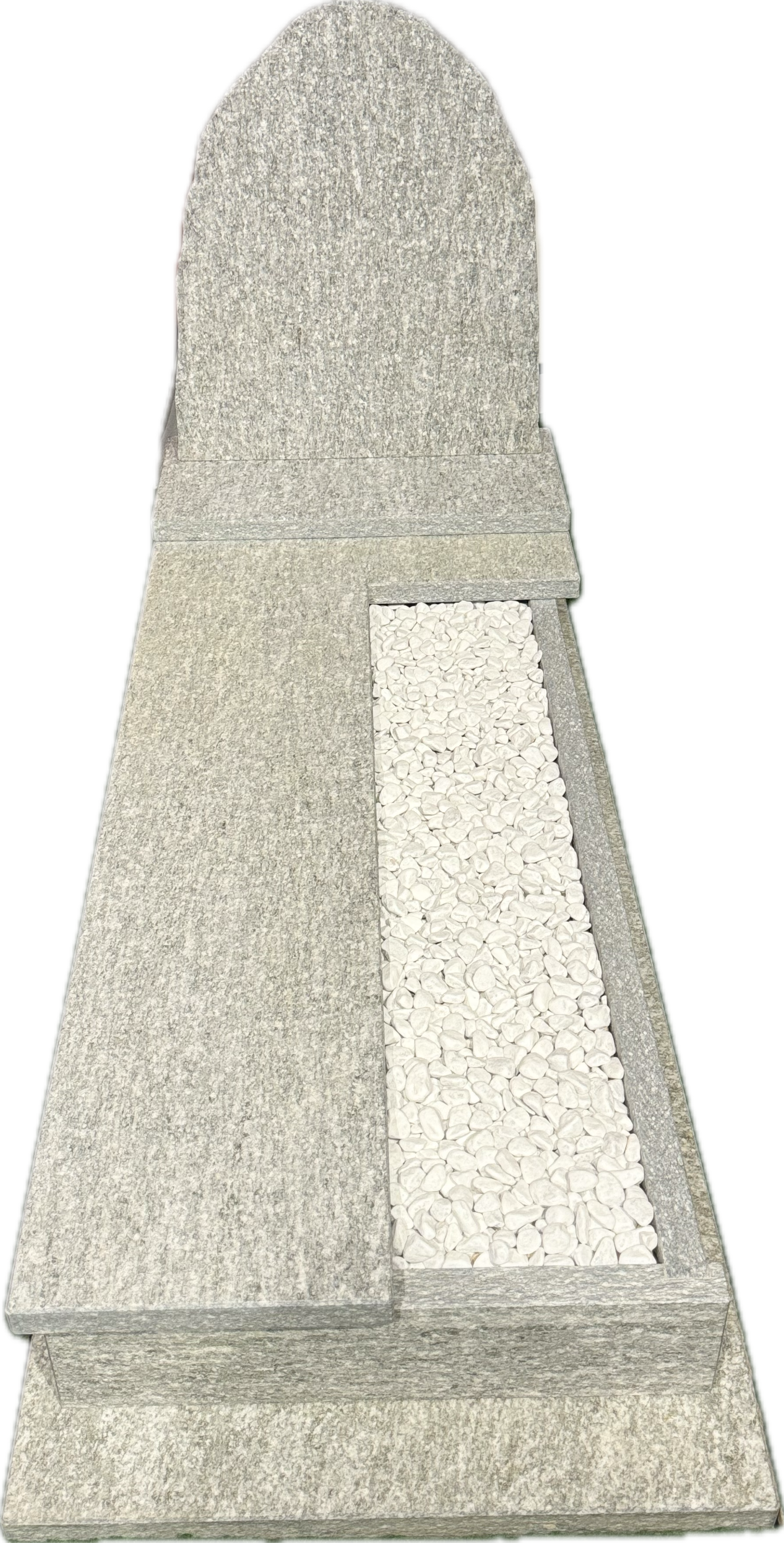 Modèle de pierre tombale Buna B1 avec stèle Chara C2 en Pietra di Luserna brut, groupe 2.