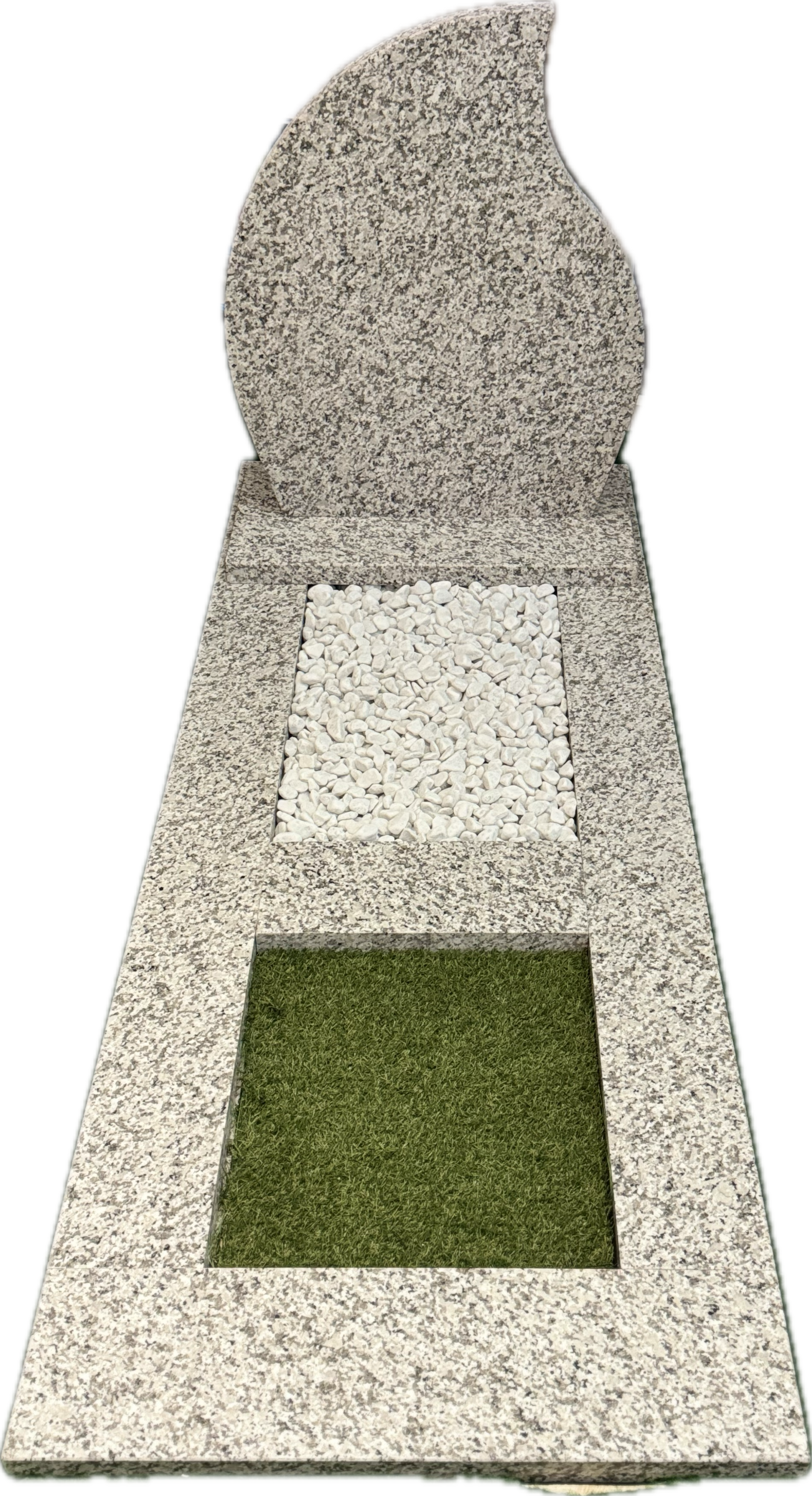 Modèle de pierre tombale Flora F3 avec stèle Athena A2 en granit Bianco Sardo, groupe 1.