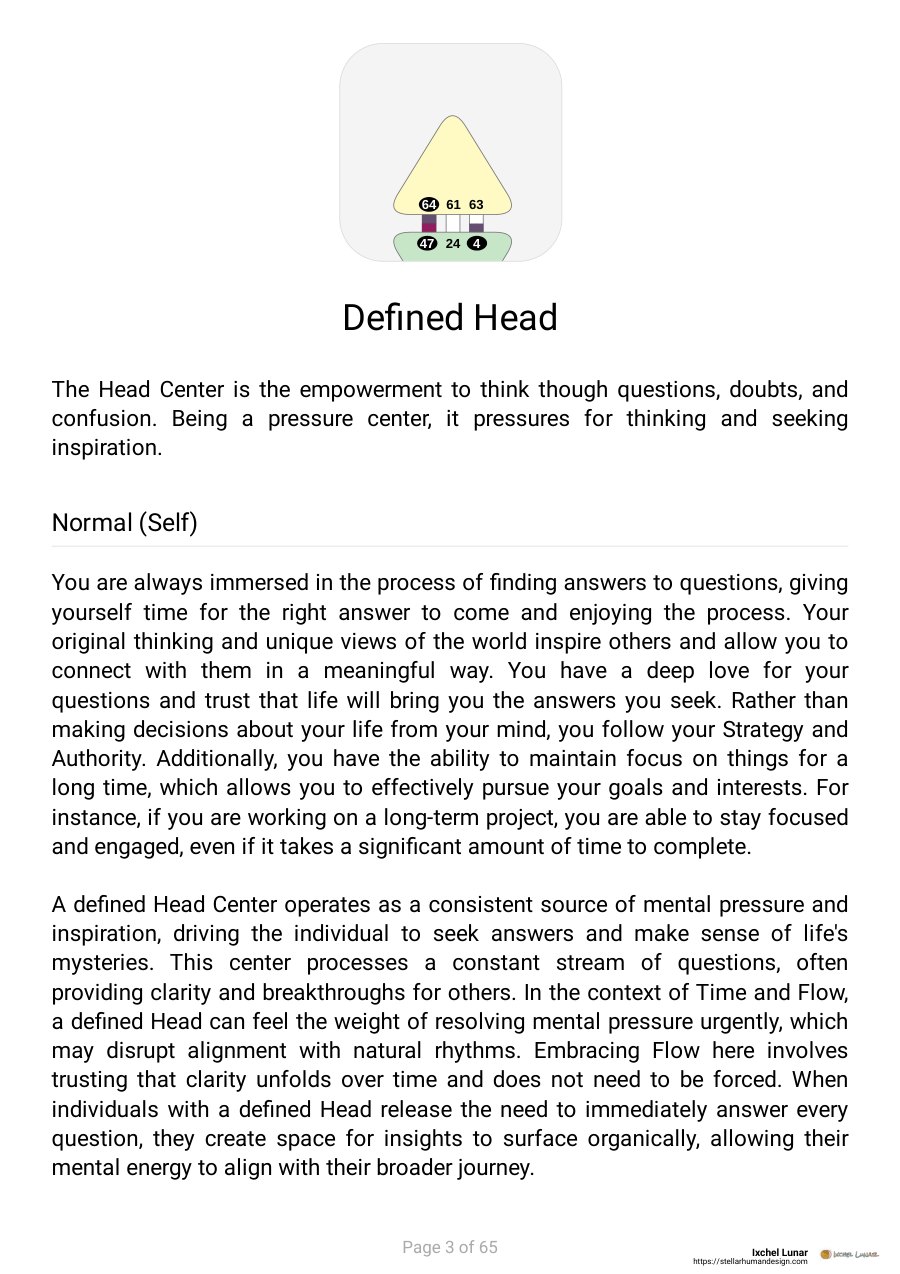 A report page on a defined Head center, with a practice