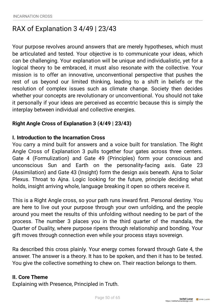 A report page on an Incarnation Cross