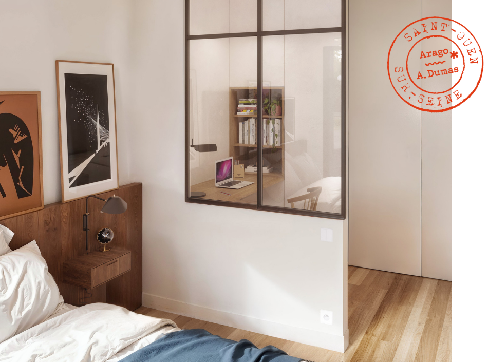 Façade de la résidence Arago à Saint-Ouen-sur-Seine, architecture contemporaine signée Hibana.