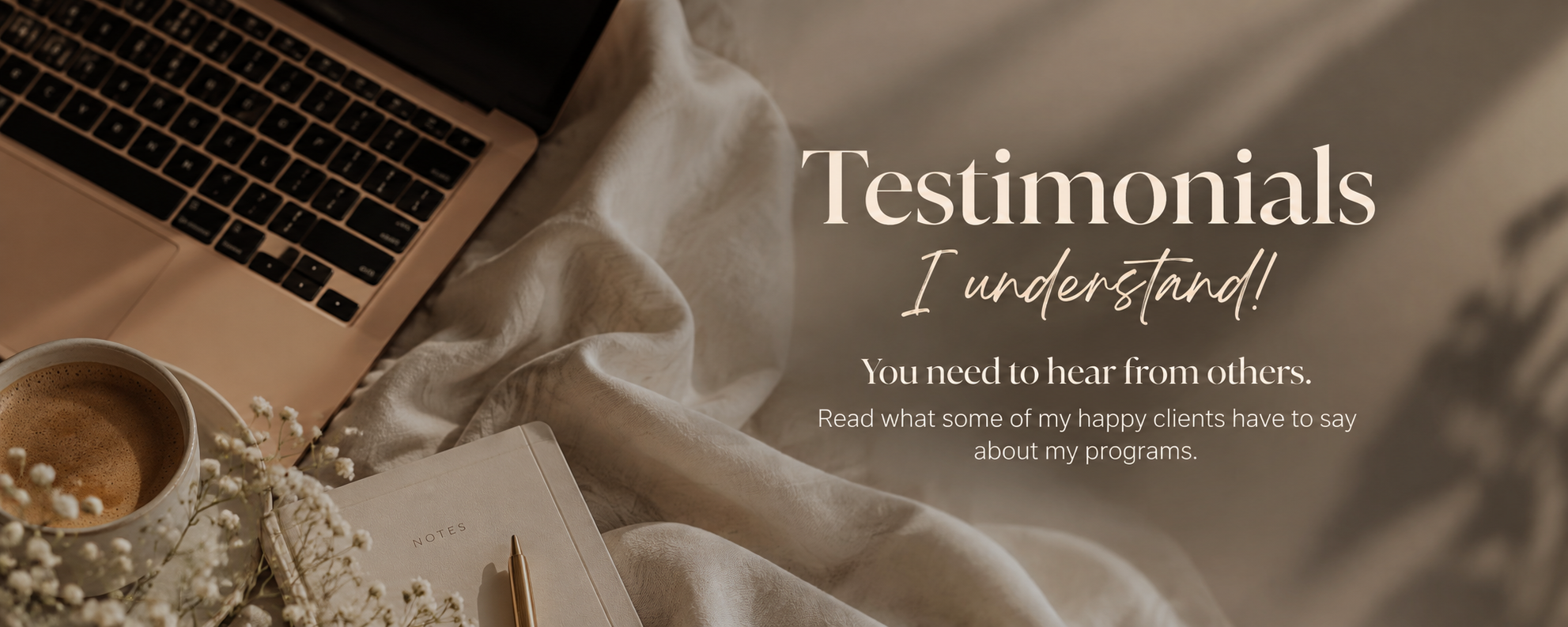 Testimonials. I understand! You need to hear from others. Read what some of my happy clients have to say about my programs.