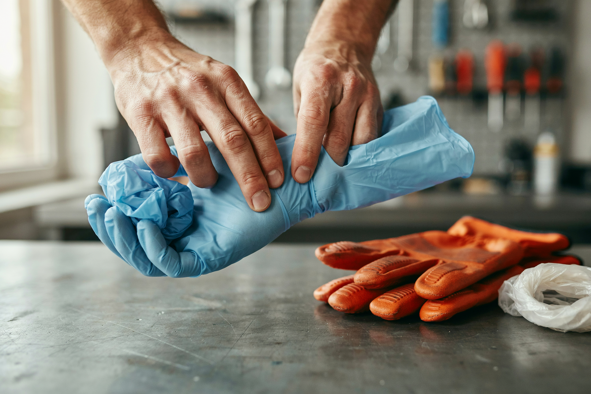 Taking nitrile gloves off safely