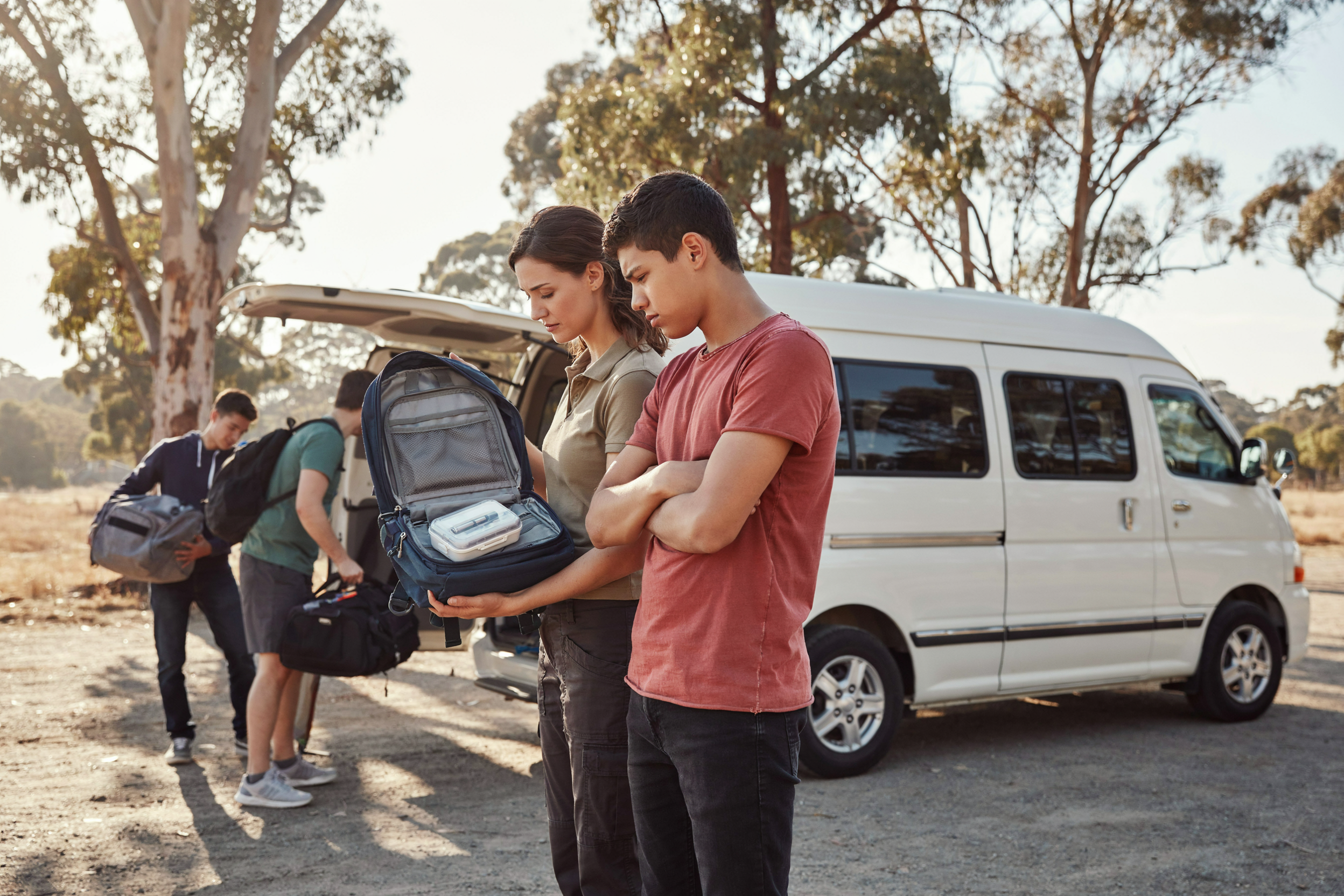 device check before the camp bus leaves