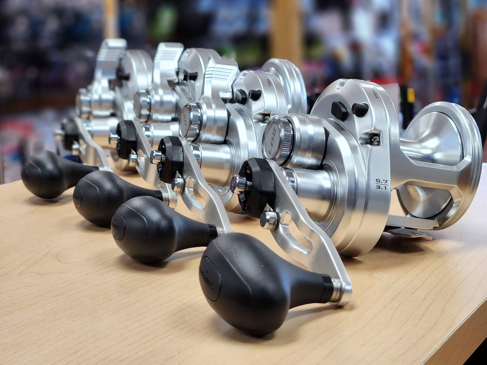 Marine hardware and tackle on the shelf at Atlantis Supply