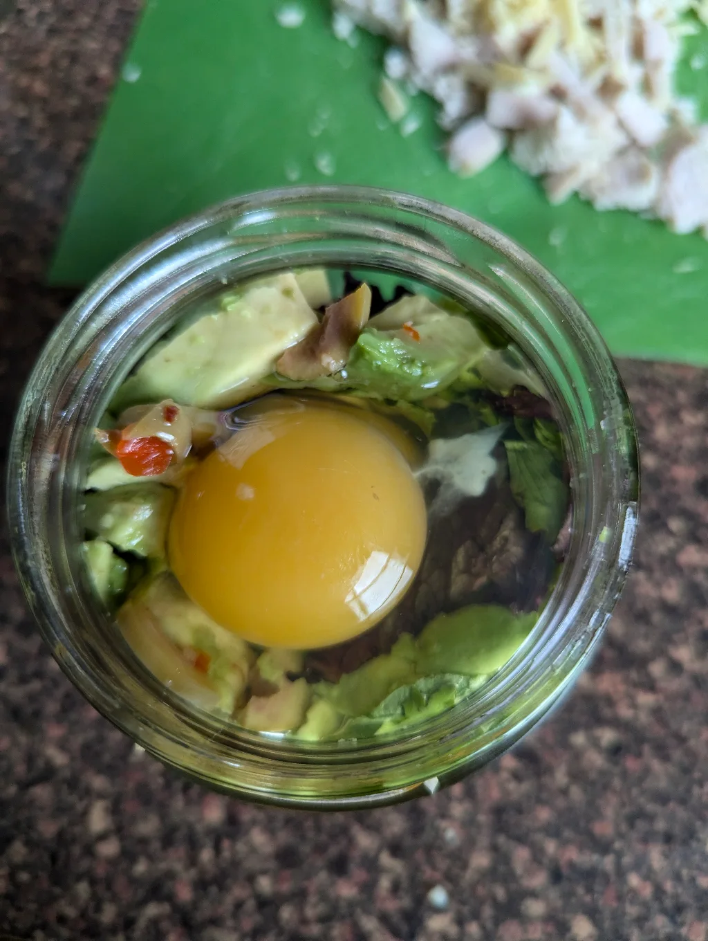 Omelette jars: add eggs to the jar and mix
