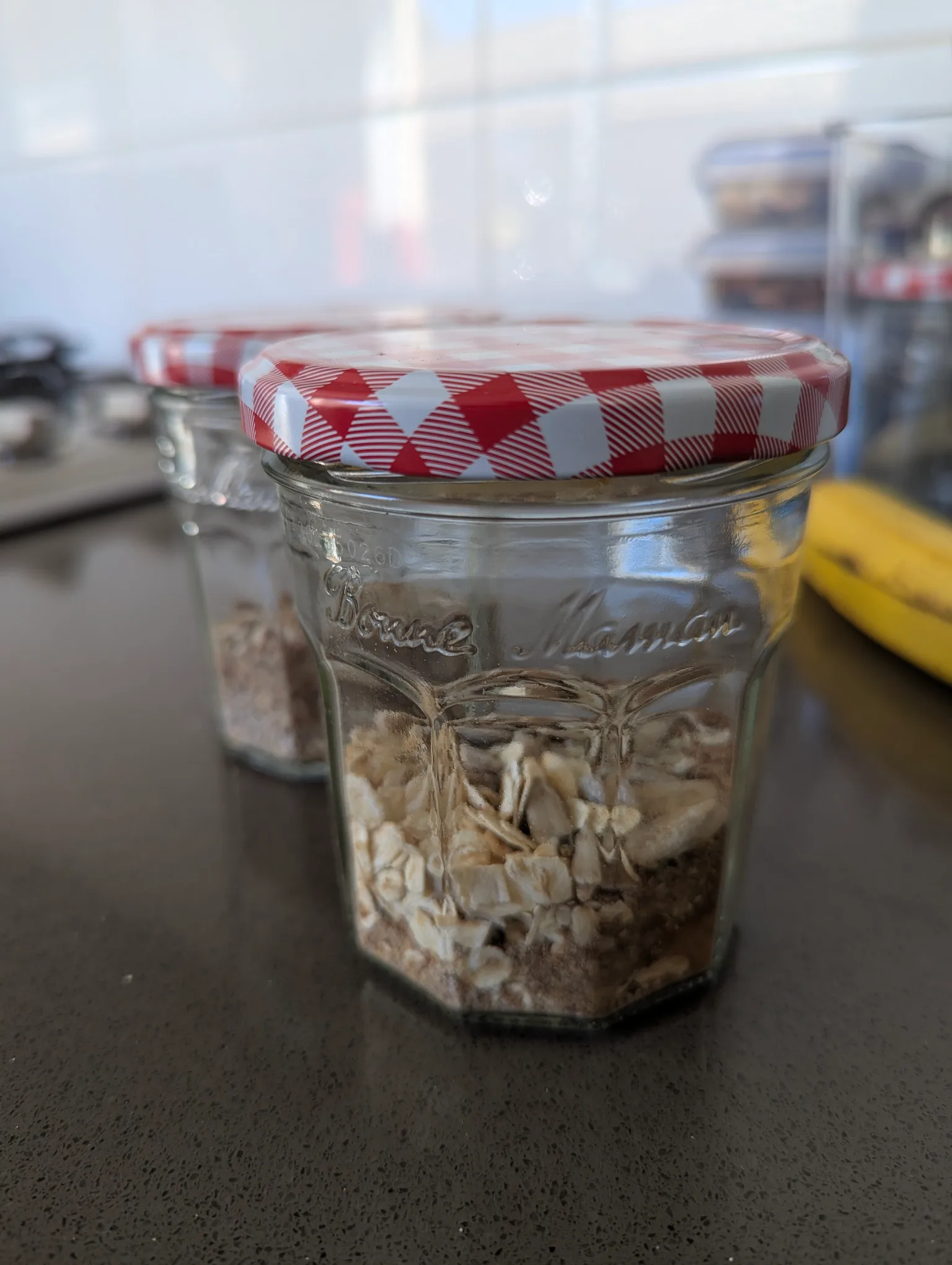 Overnight oats jars: prepped and ready