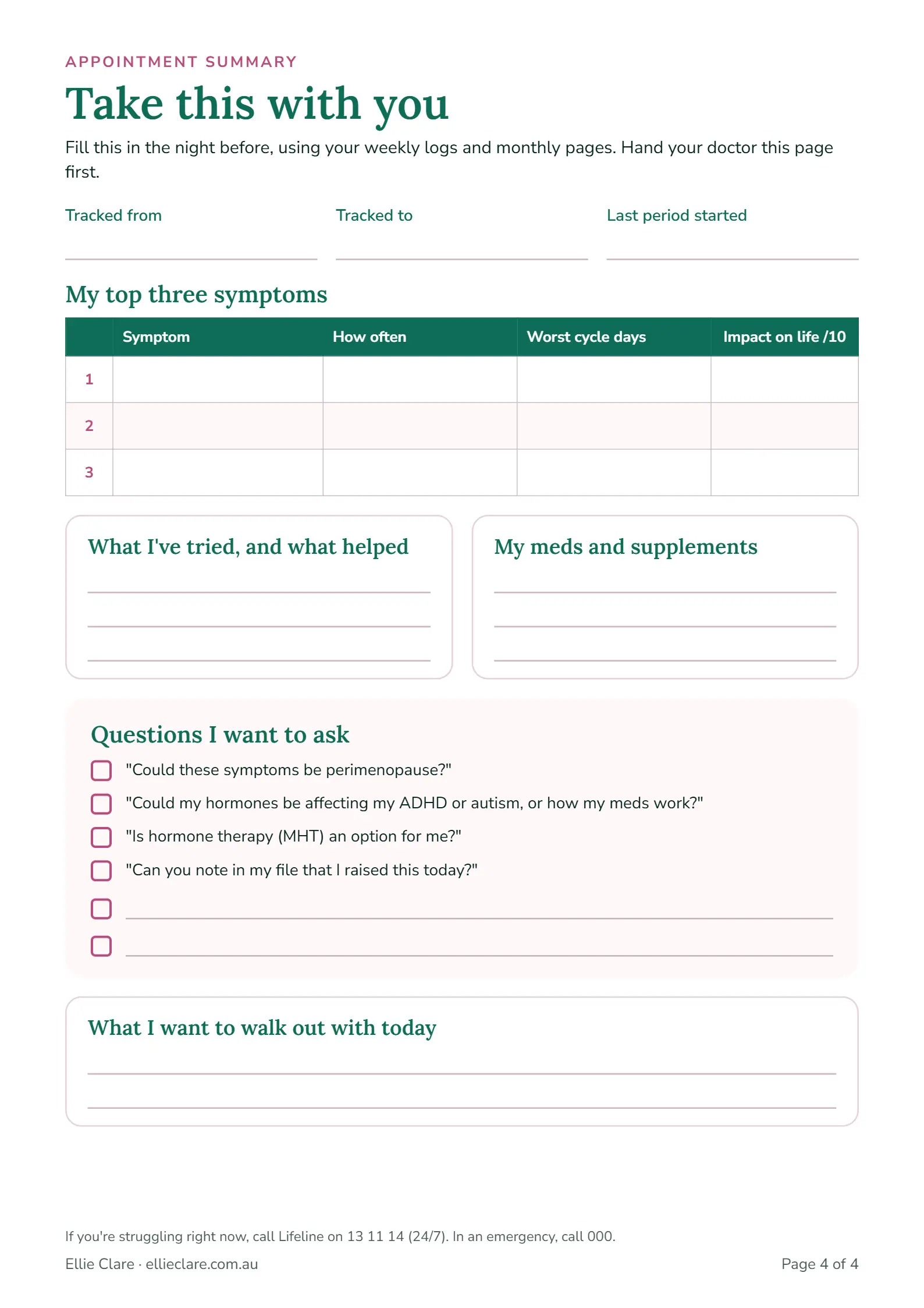 Preview of Appointment summary