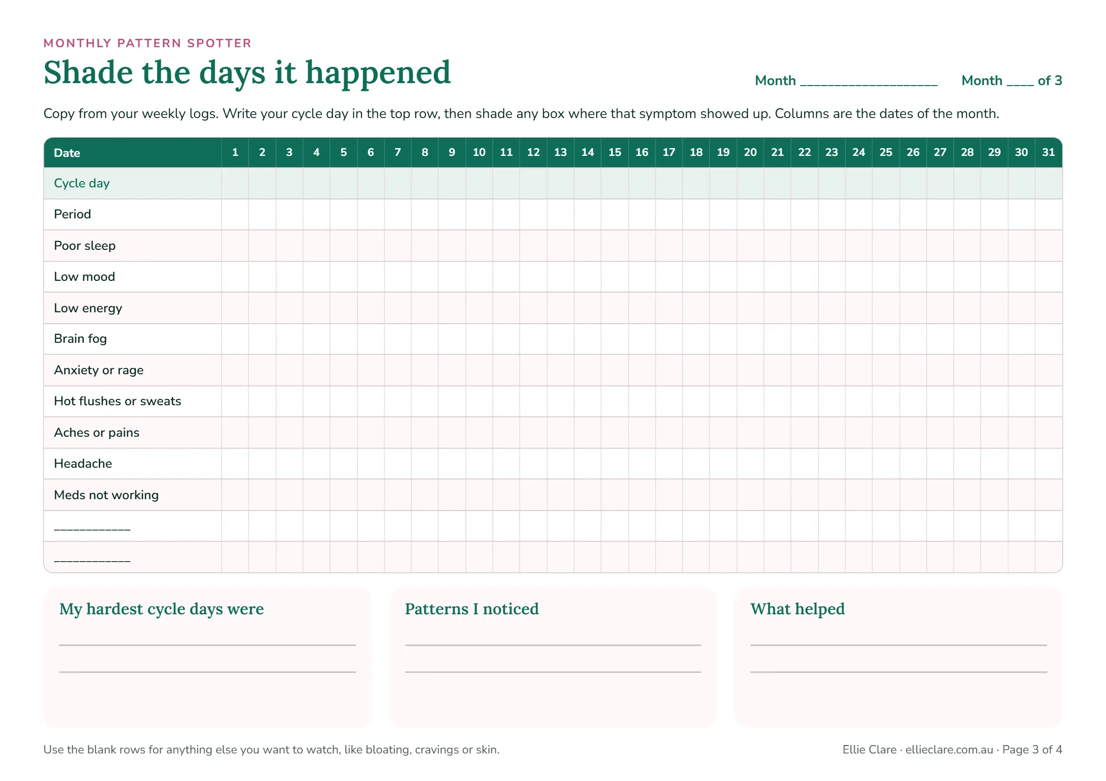 Preview of Monthly pattern spotter