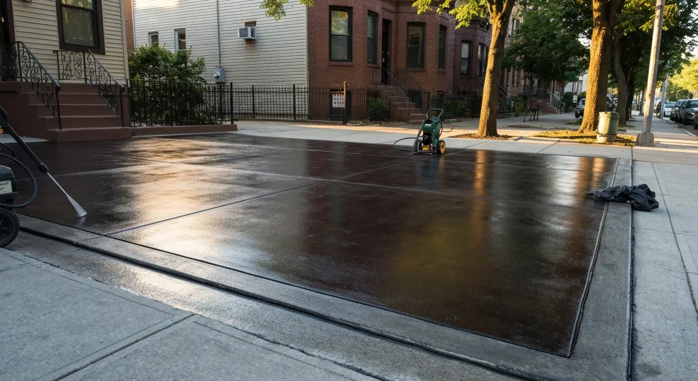 Sealed concrete driveway