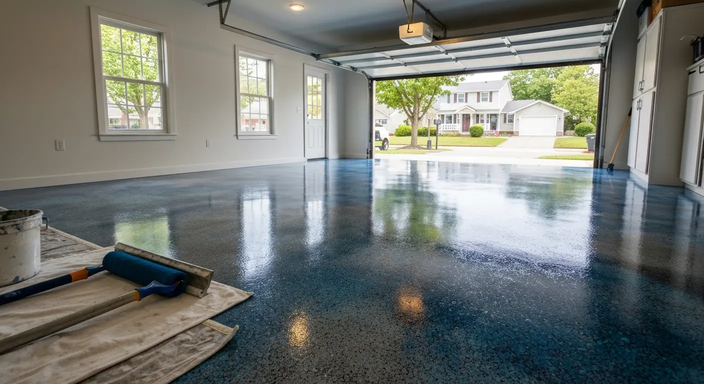 Decorative flake epoxy flooring