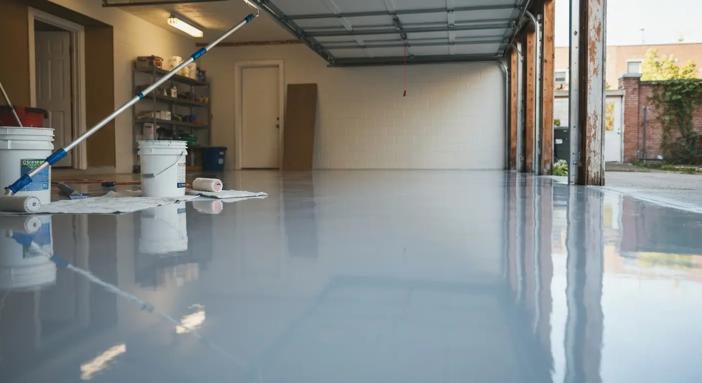 Garage epoxy flooring installation
