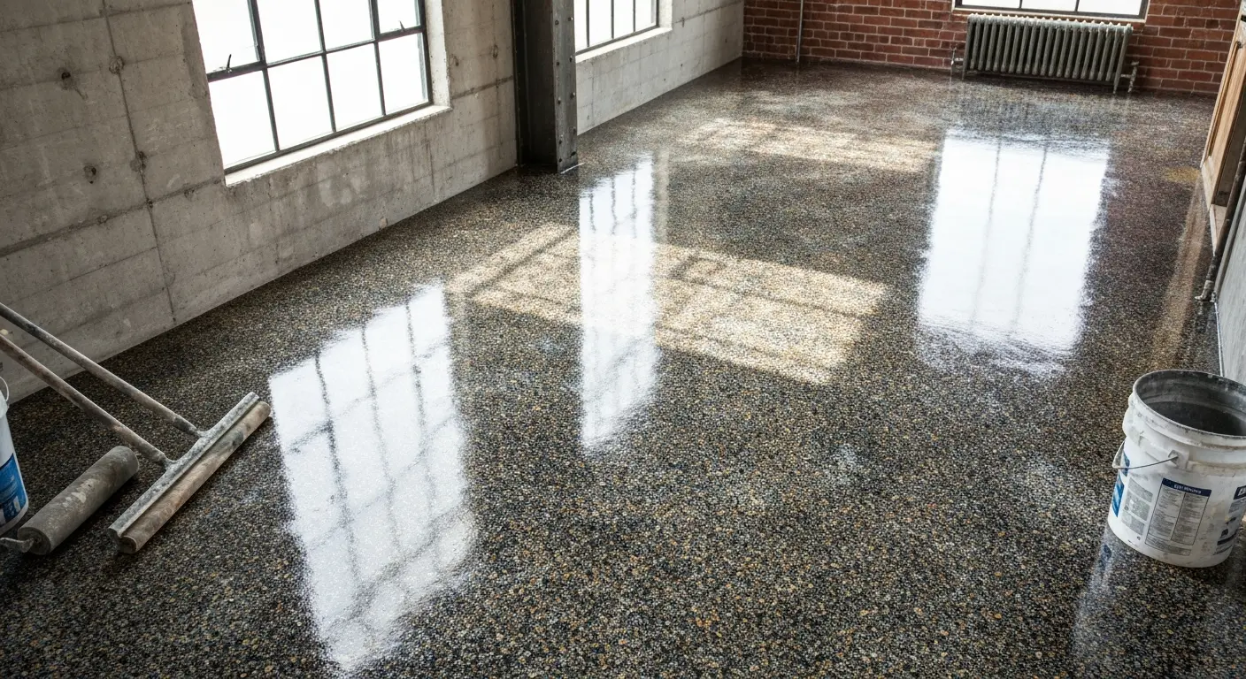 Decorative flake epoxy flooring