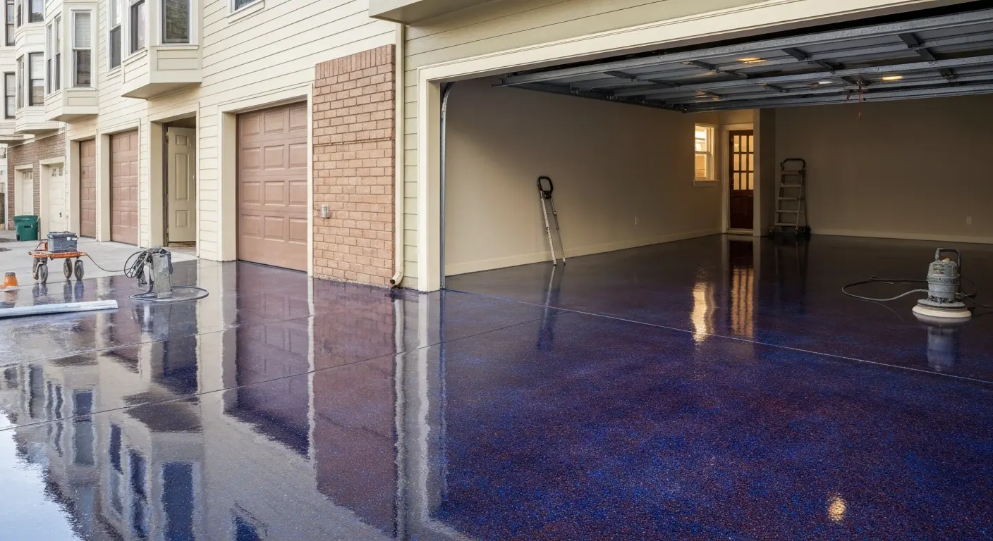 Garage epoxy floor in Civic Center