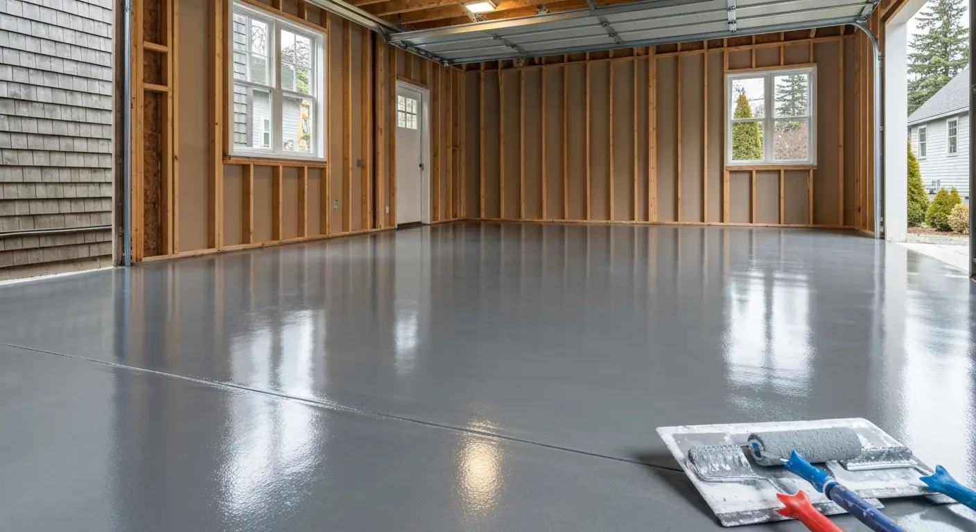 Garage epoxy flooring in Beacon Hill