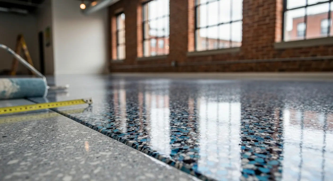 Decorative flake epoxy flooring