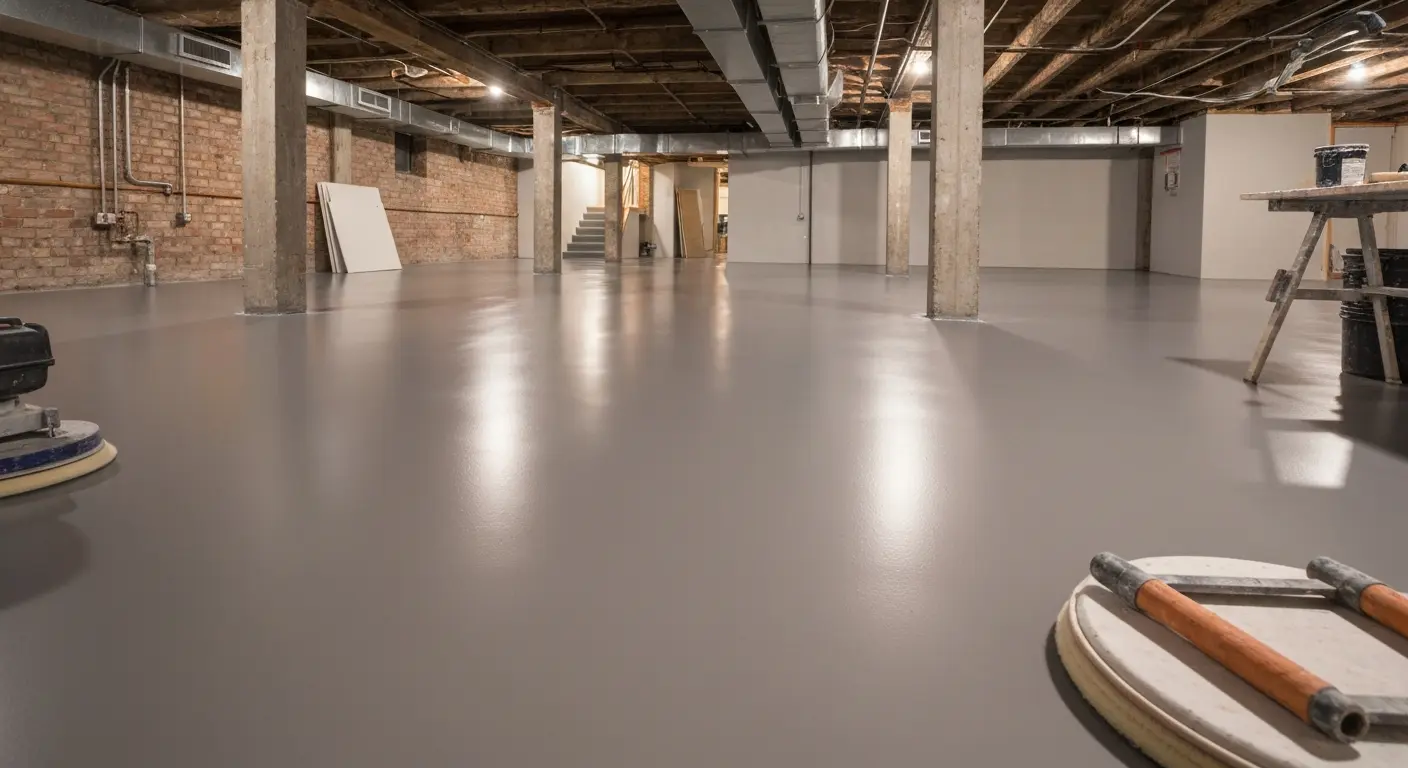 Basement epoxy floor finish