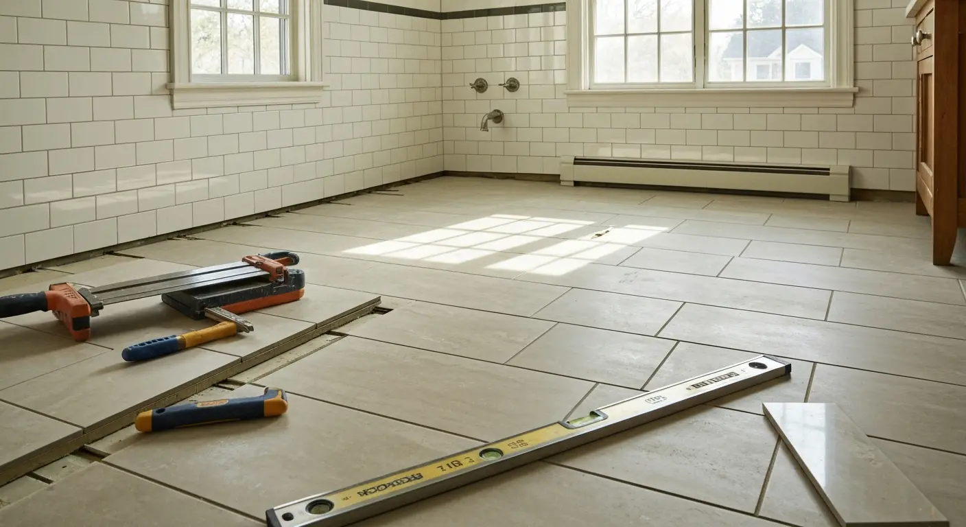 Professional tile flooring project