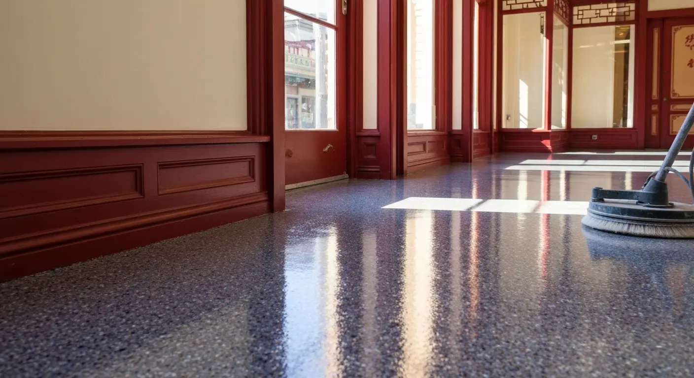 Decorative flake epoxy pattern