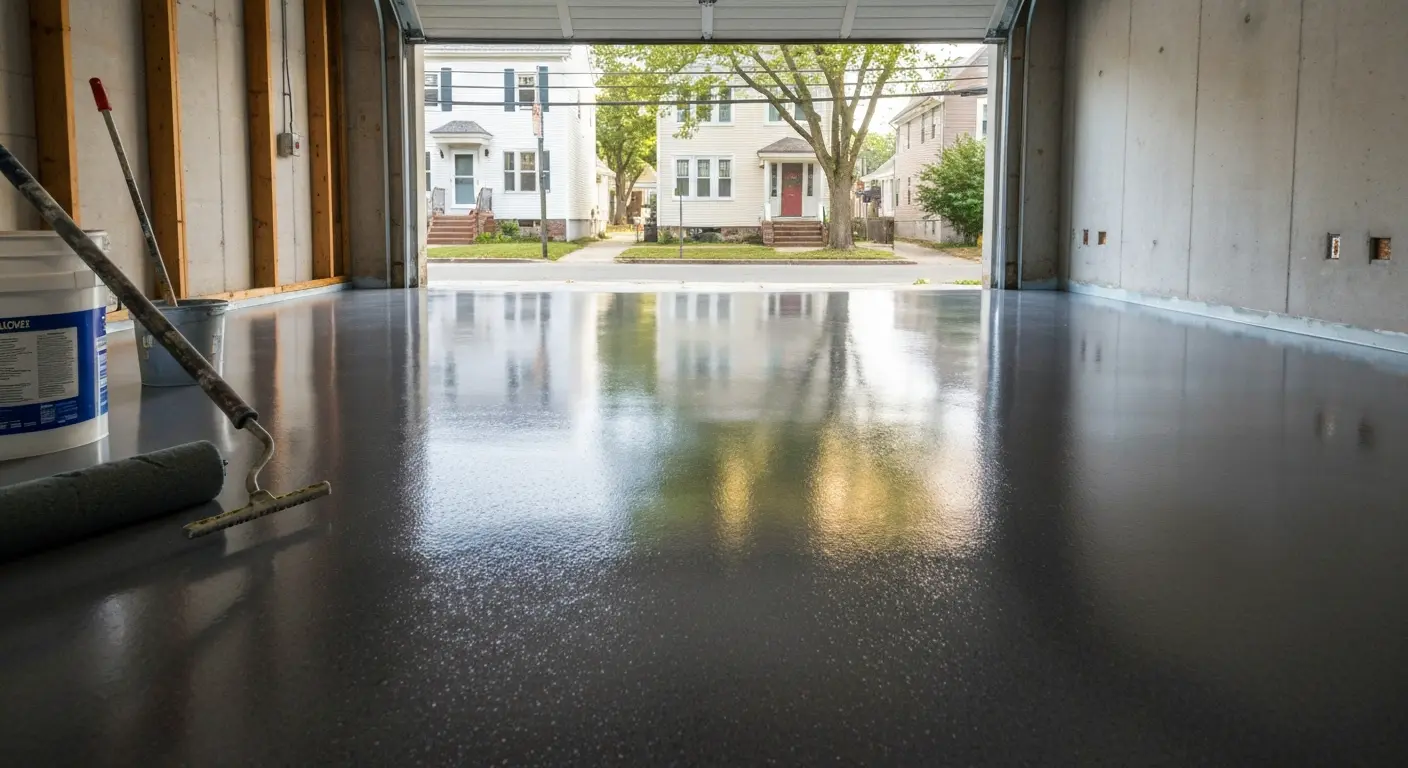 Garage epoxy flooring installation