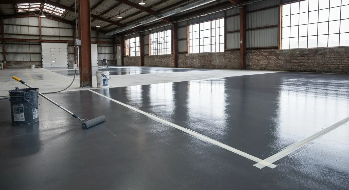Commercial concrete coating application
