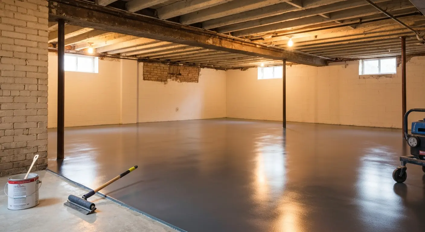 Basement epoxy flooring